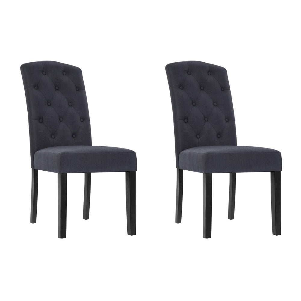 Dining Chairs Grey Fabric Set of 2 Dansk