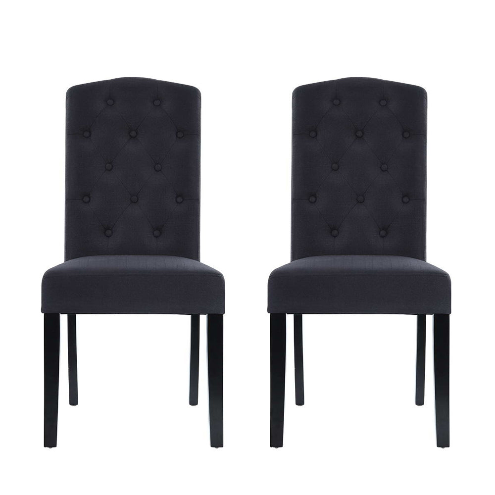 Dining Chairs Grey Fabric Set of 2 Dansk