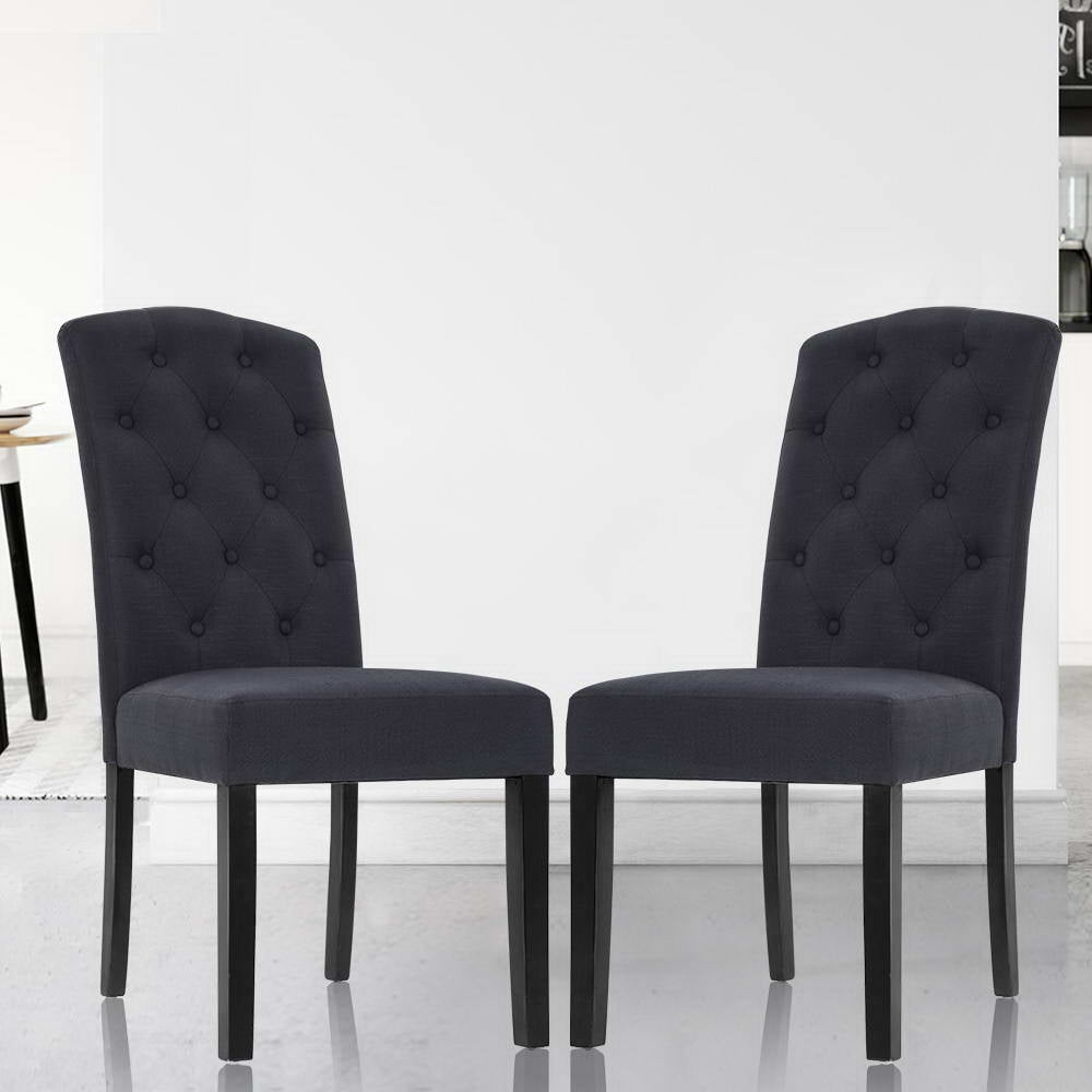 Dining Chairs Grey Fabric Set of 2 Dansk