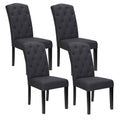 Dining Chairs Set of 4 Linen Parsons Chair Dark Grey