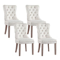 Set of 4 Dining Chairs Beige Velvet