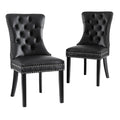 Set of 2 Beaumont Button Tufted PU Leather Dining Chairs - Black
