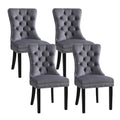Set of 4 Dining Chairs Grey Velvet