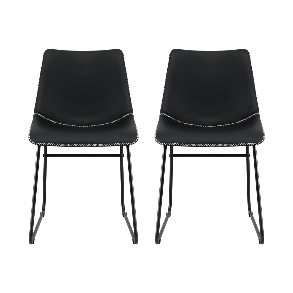 Set of 2 Retro Dining Chairs – Black
