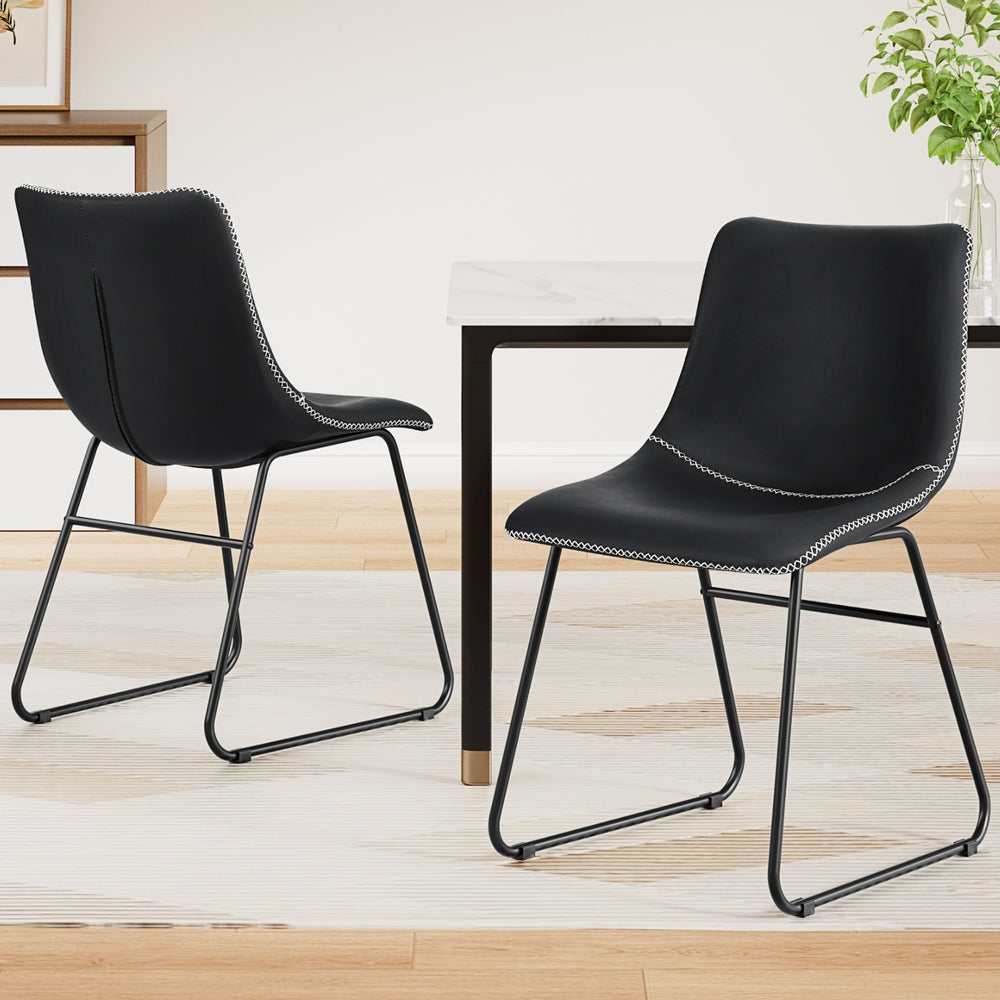 Set of 2 Retro Dining Chairs – Black