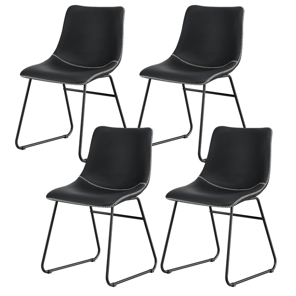 Set of 4 Retro Dining Chairs – Black