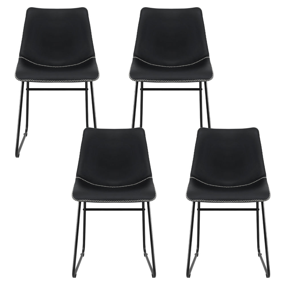 Set of 4 Retro Dining Chairs – Black