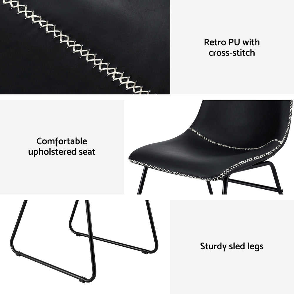 Set of 4 Retro Dining Chairs – Black