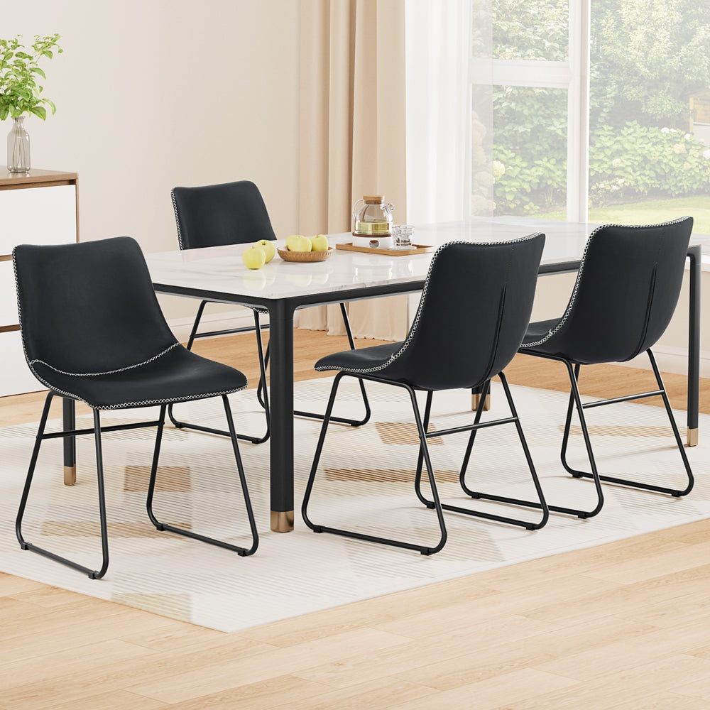 Set of 4 Retro Dining Chairs – Black