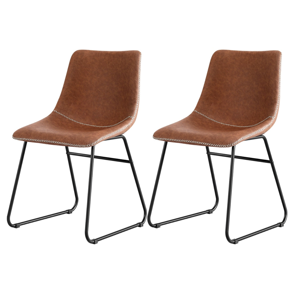Set of 2 Retro Dining Chairs – Brown