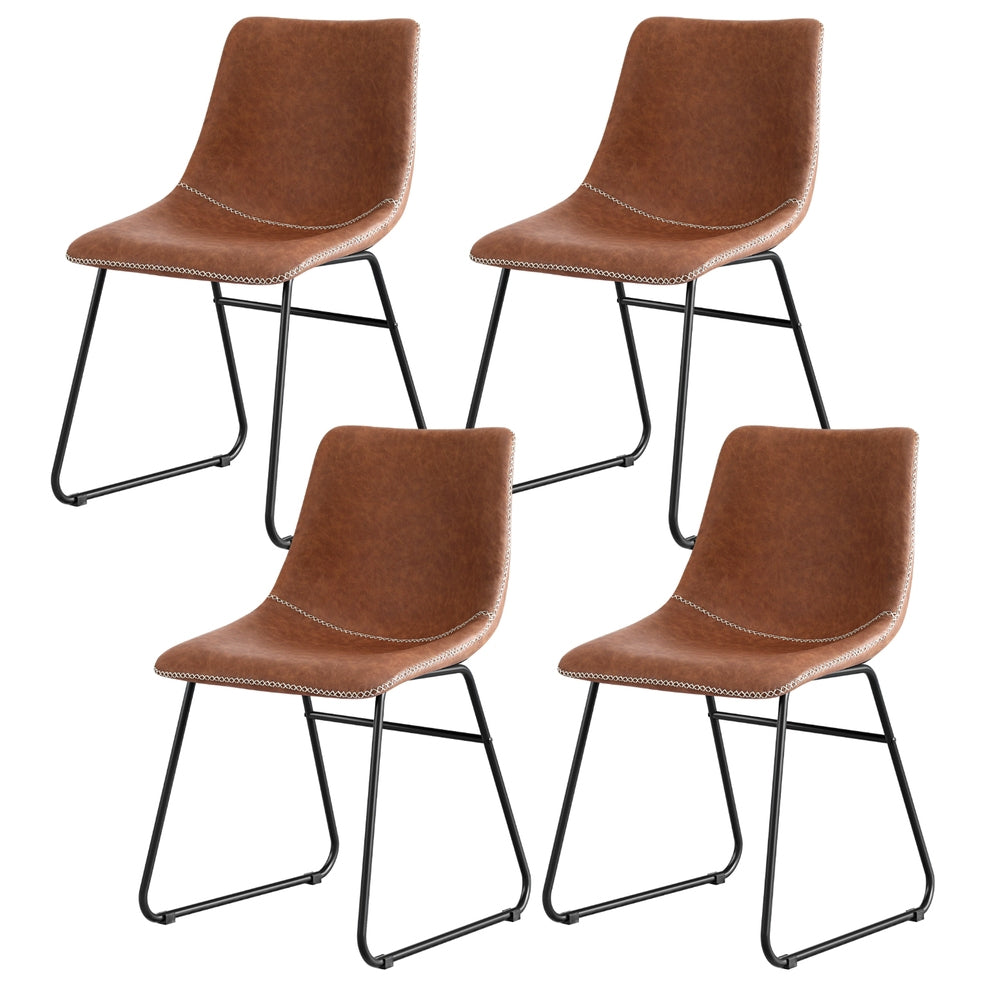 Set of 4 Retro Dining Chairs – Brown