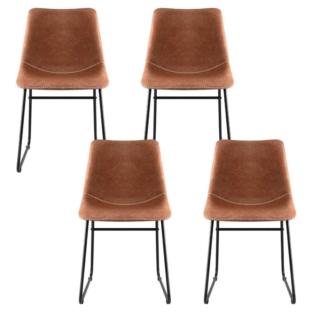 Set of 4 Retro Dining Chairs – Brown