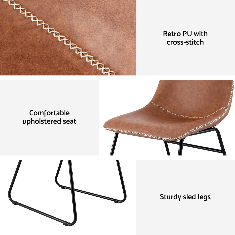 Set of 4 Retro Dining Chairs – Brown