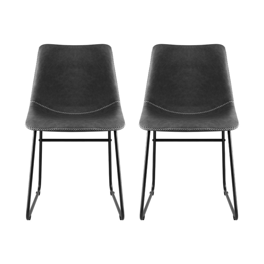 Set of 2 Retro Dining Chairs – Grey