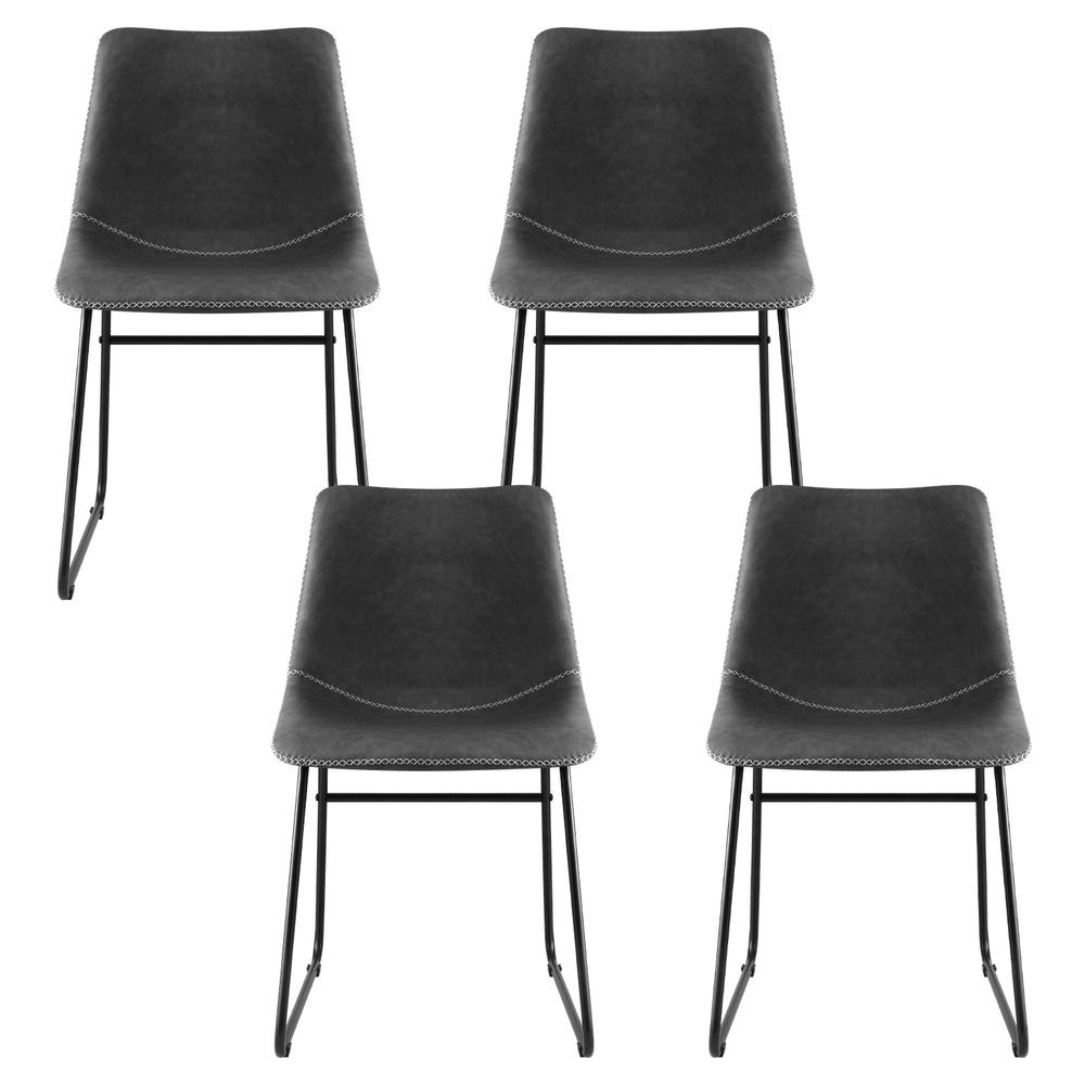 Set of 4 Retro Dining Chairs – Grey