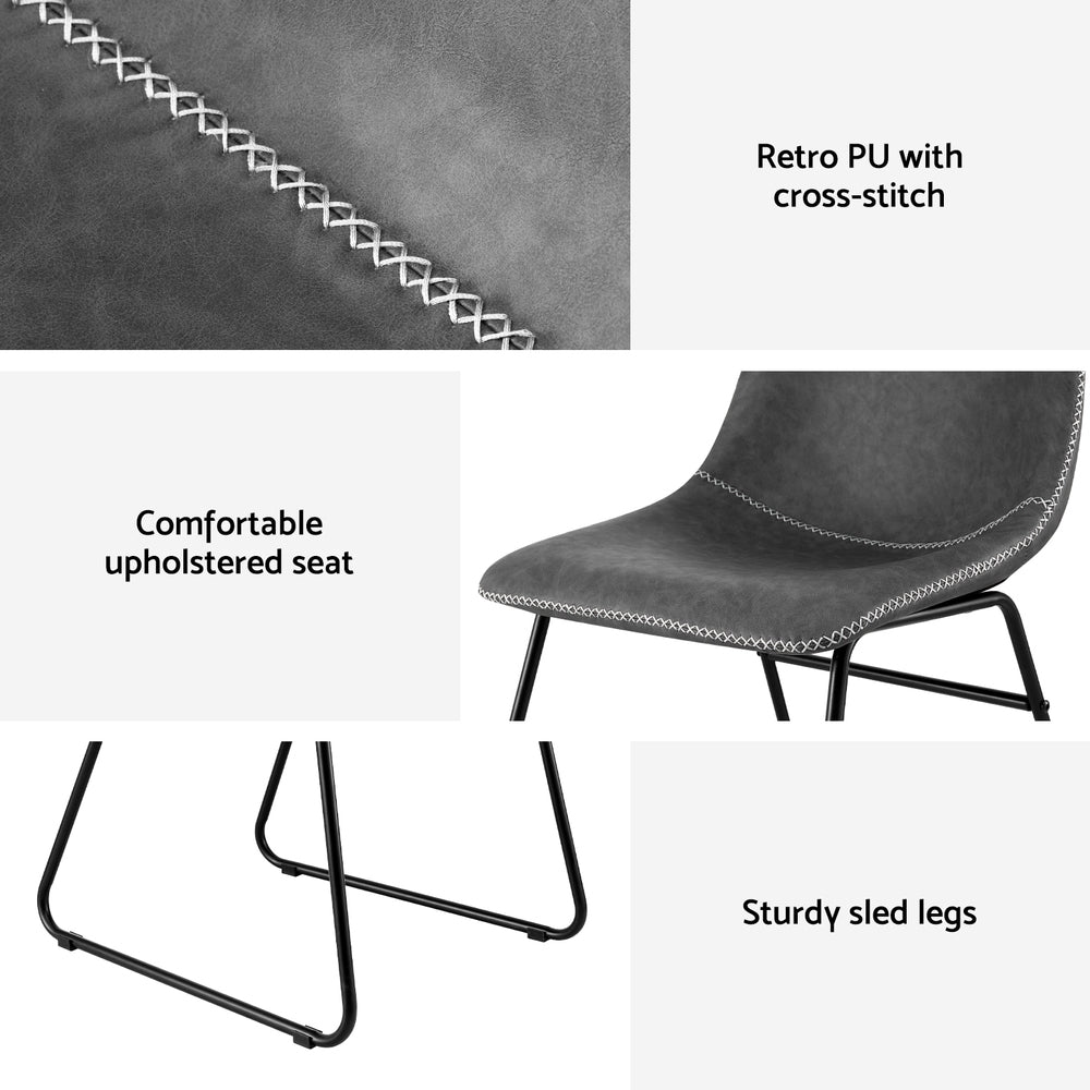 Set of 4 Retro Dining Chairs – Grey