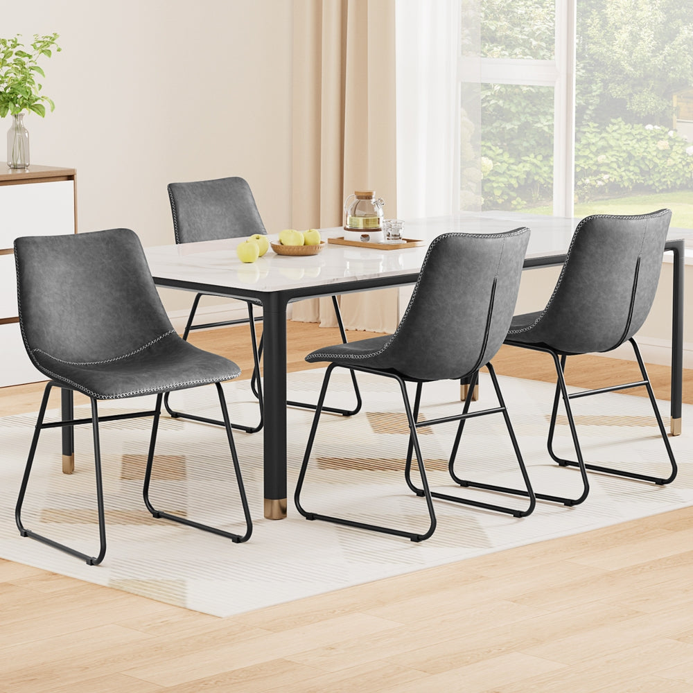 Set of 4 Retro Dining Chairs – Grey