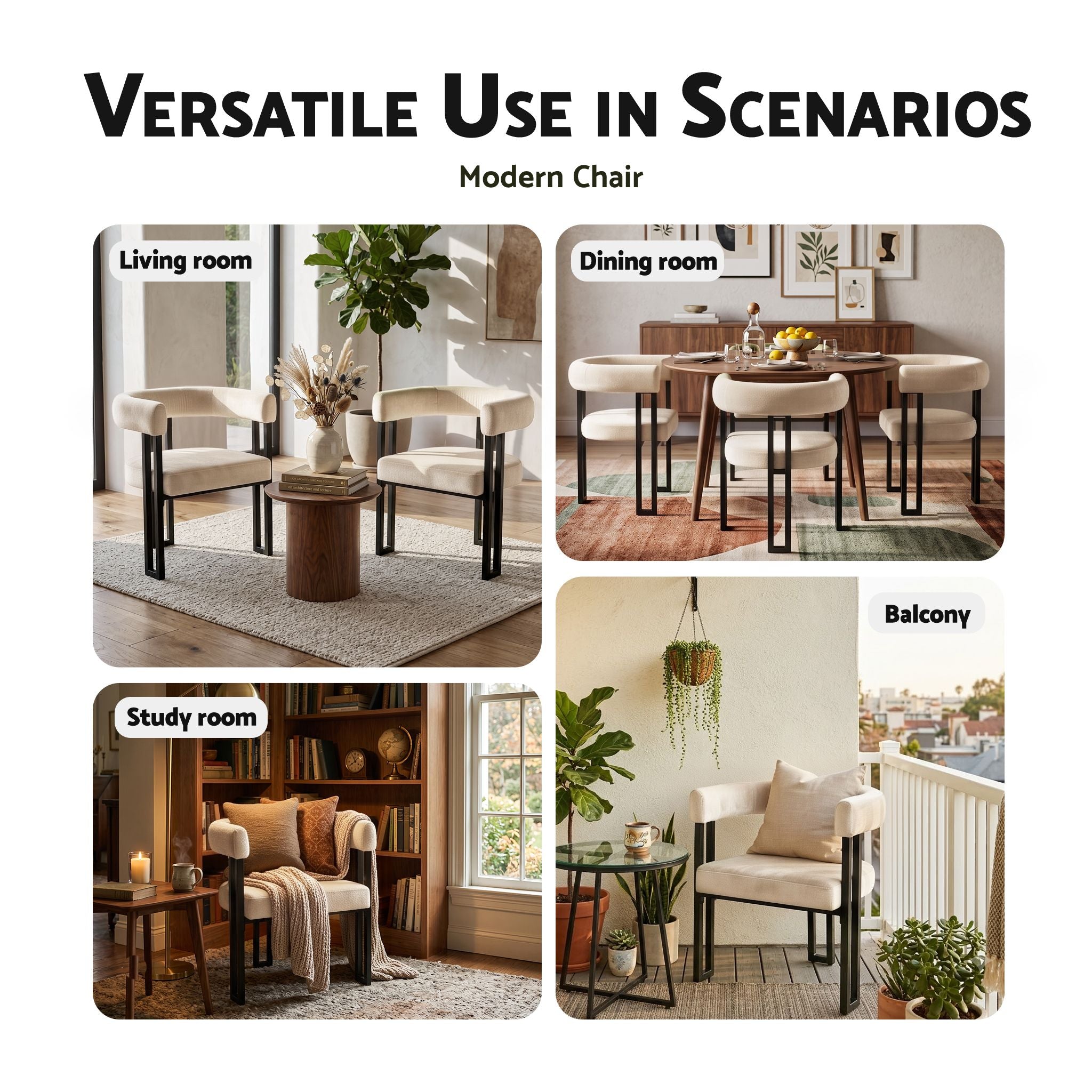 Set of 2 Velvet Upholstered Barrel Dining Chairs with Curved Armrests - Beige