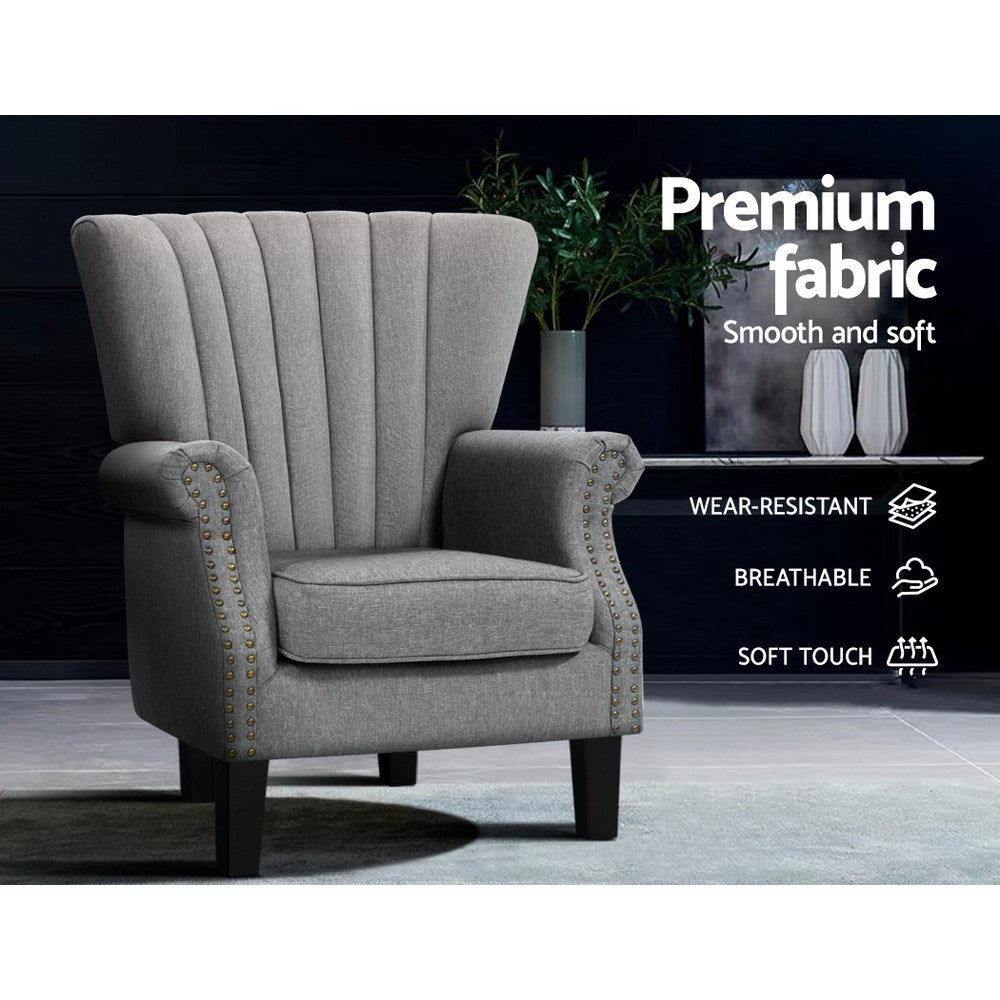 Armchair Wingback Grey Andrew