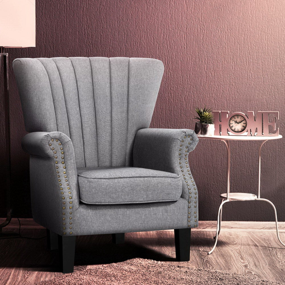 Armchair Wingback Grey Andrew