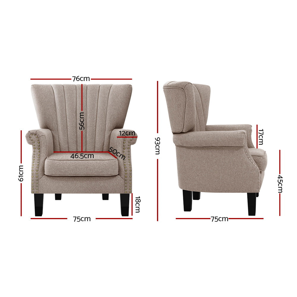 Armchair Wingback Beige Andrew