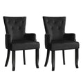 2x Dining Chairs Velvet French Provincial Armchair Black