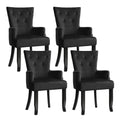 4x Dining Chairs Velvet French Provincial Armchair Black
