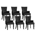 6x Dining Chairs Velvet French Provincial Armchair Black