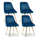Dining Chairs Set of 4 Velvet Channel Tufted Blue