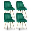 Dining Chairs Set of 4 Velvet Channel Tufted Green