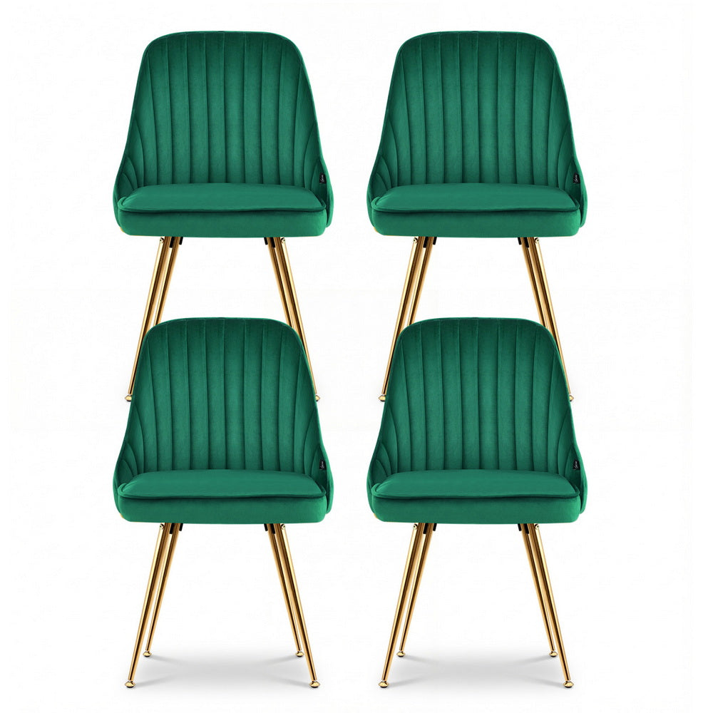 Dining Chairs Set of 4 Velvet Channel Tufted Green
