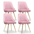Dining Chairs Set of 4 Velvet Channel Tufted Pink