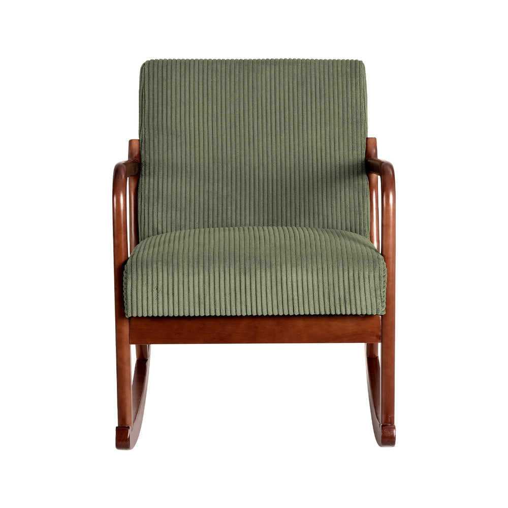 Rocking Armchair Nursery Chair Corduroy Green