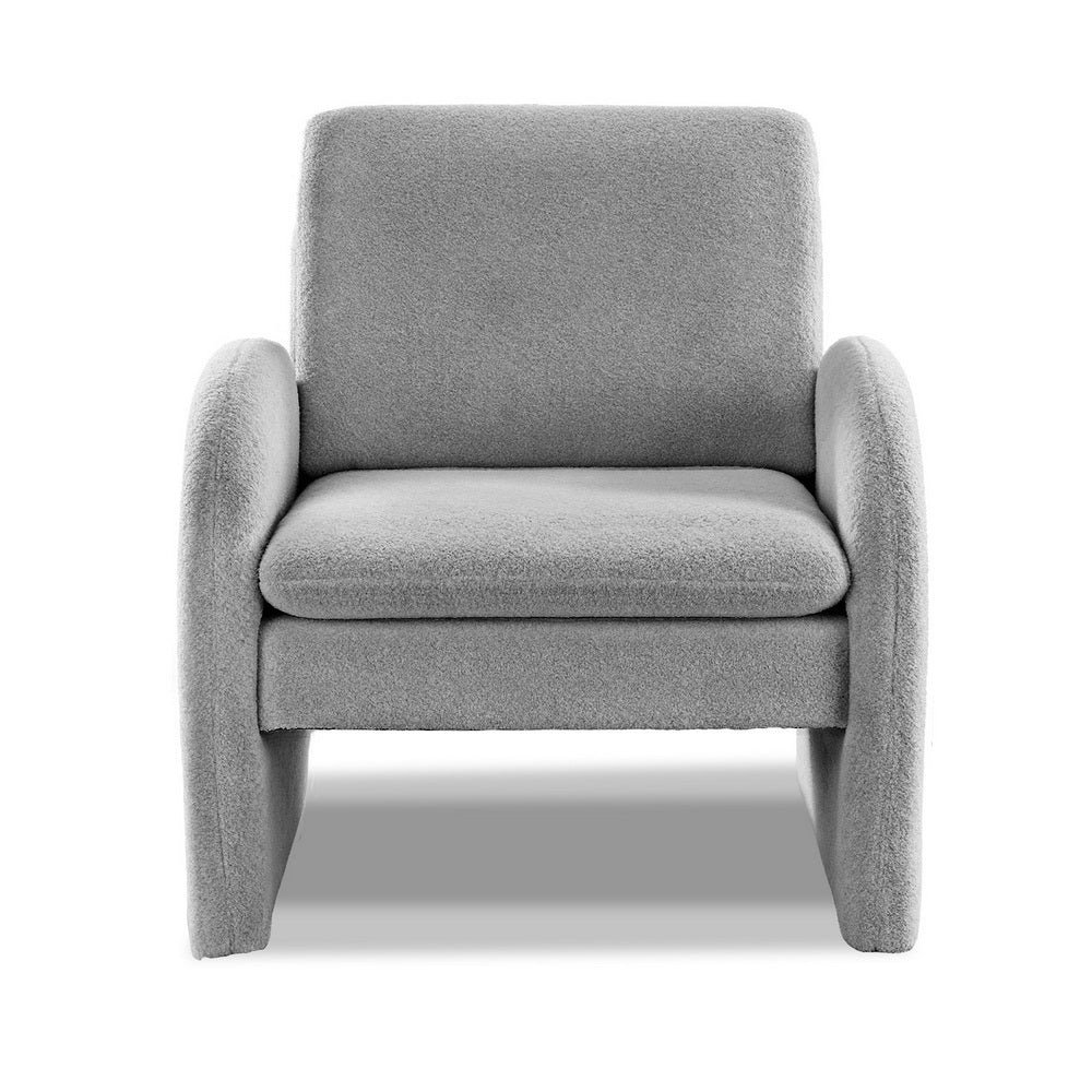 Armchair Accent Chair Lounge Tub Sofa Couch Curved Arm Seat Boucle Grey