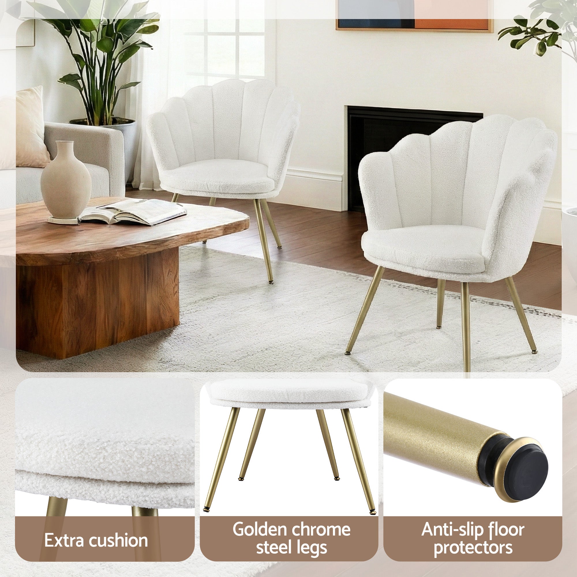 Armchair Teddy Fleece White Callista