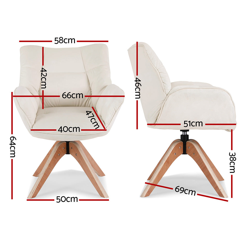 Swivel Chair Armchair Nursing Velvet White