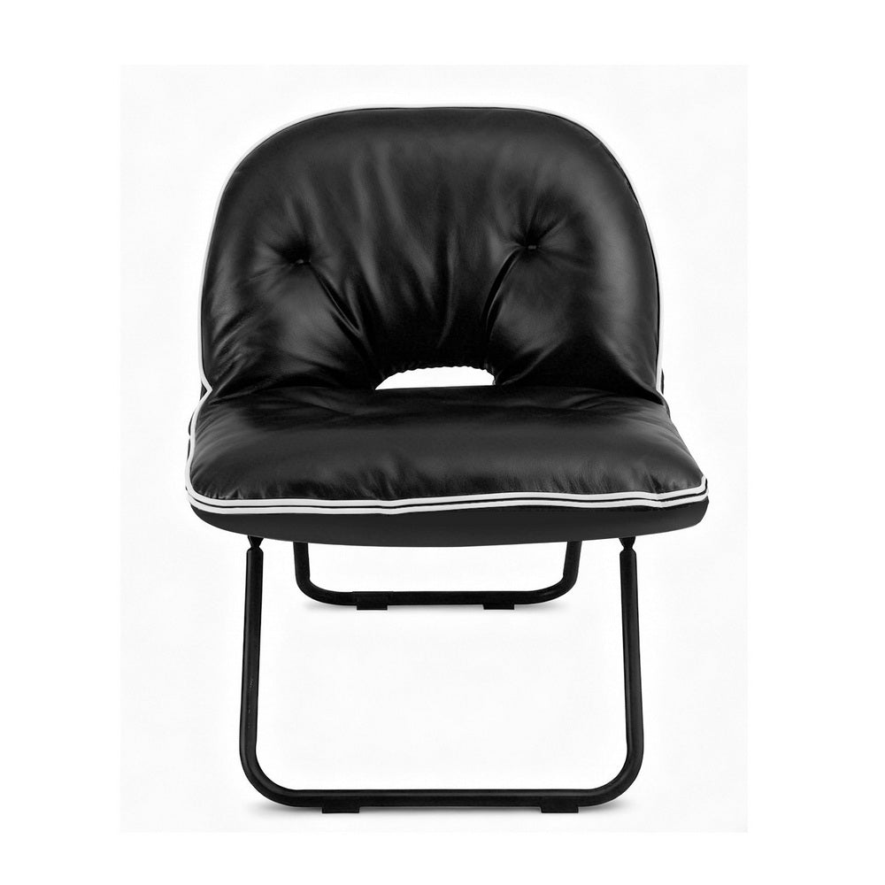 Foldable Chair 2-In-1 Armchair Lounge Chair Portable Black