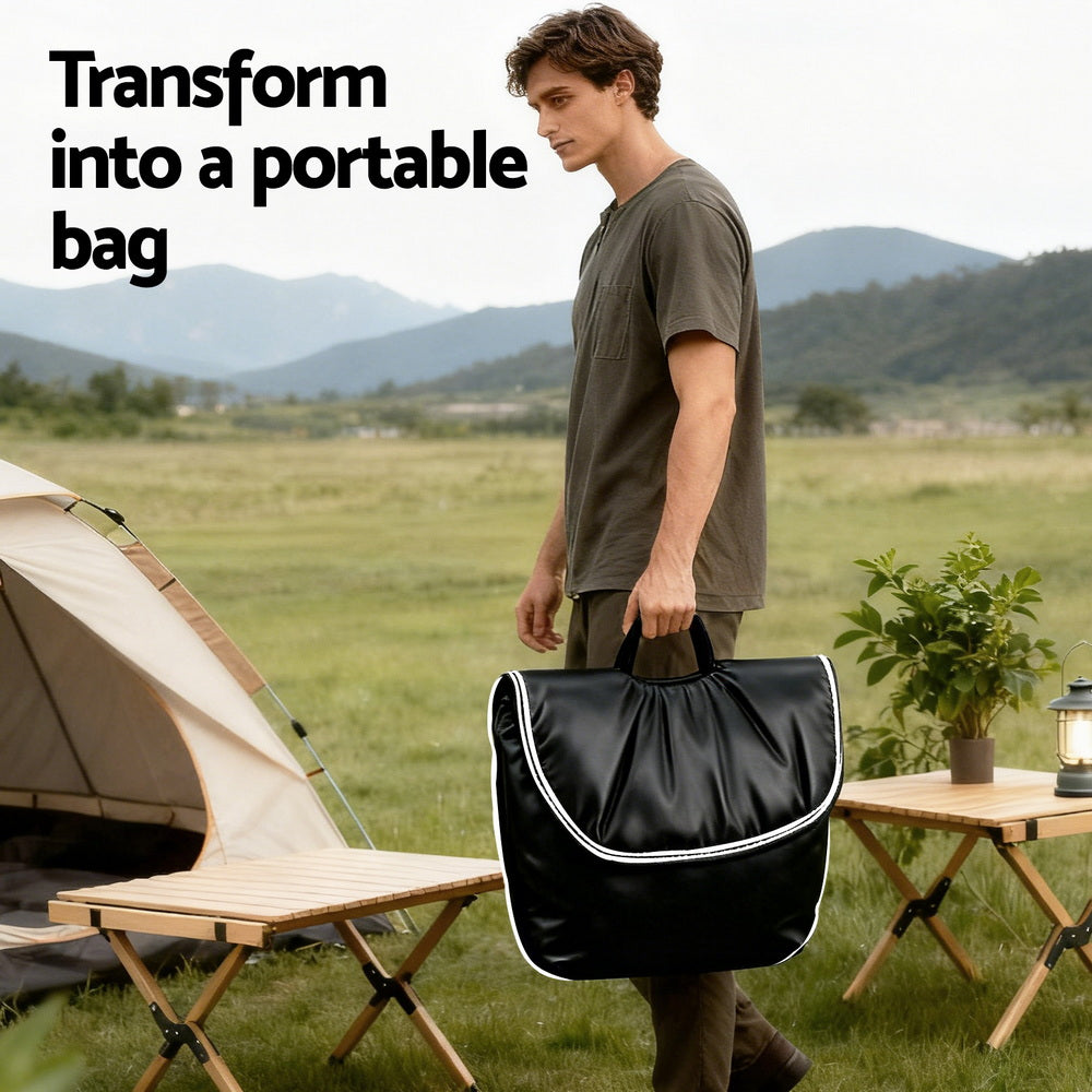 Foldable Chair 2-In-1 Armchair Lounge Chair Portable Black