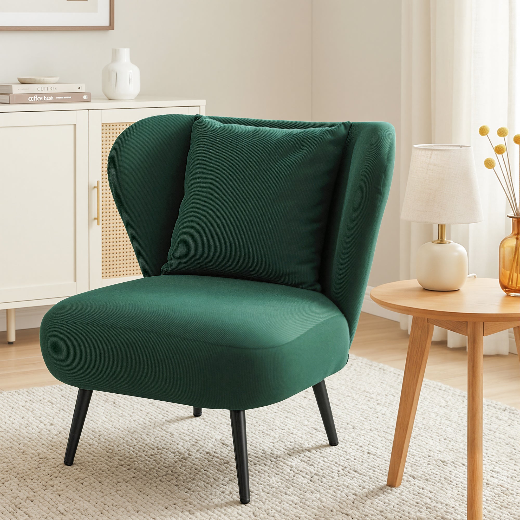 Corduroy Velvet Armchair Accent Lounge Tub Sofa Chair - Green