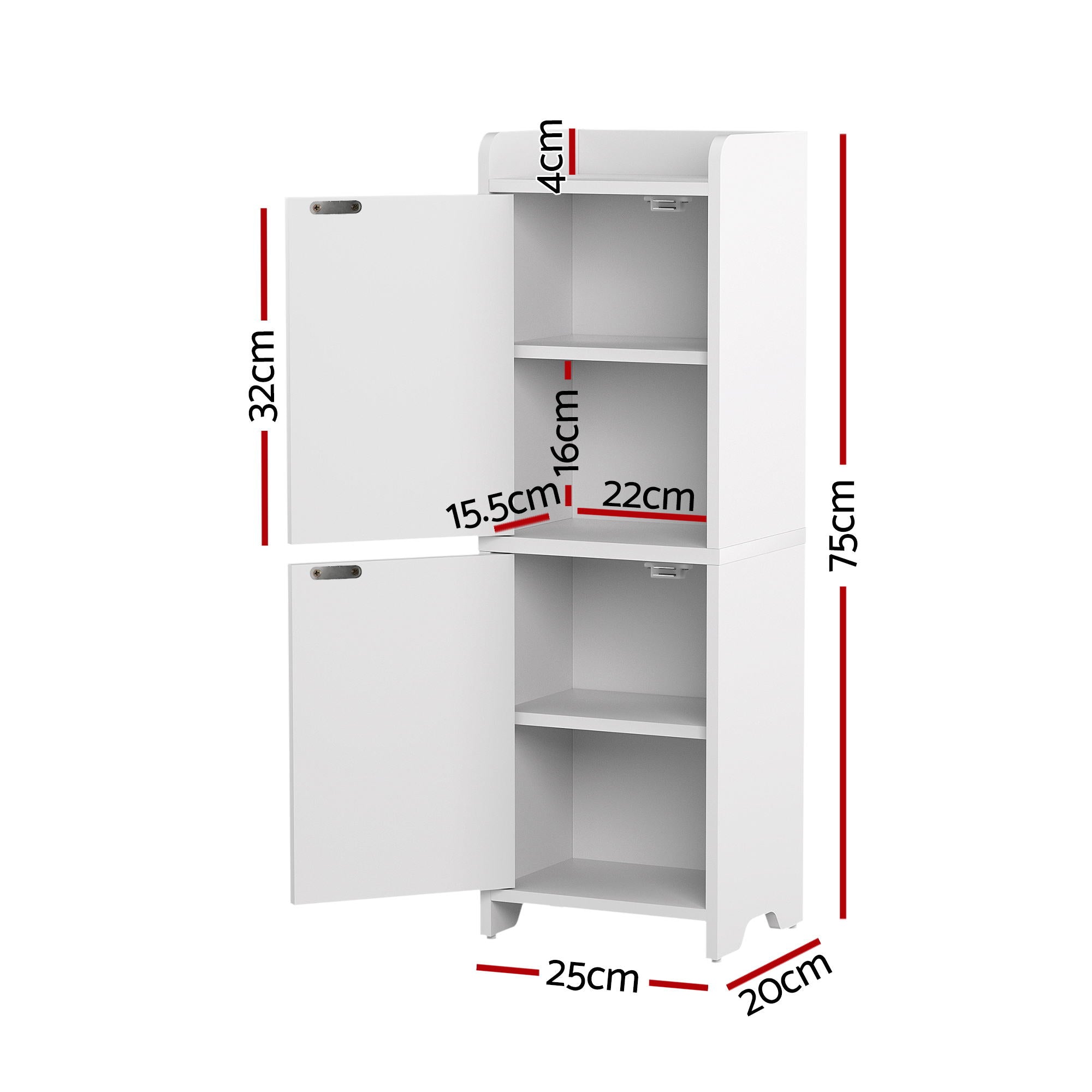 Bathroom Storage Cabinet 2-Tier Slim Toilet Organizer Adjustable White