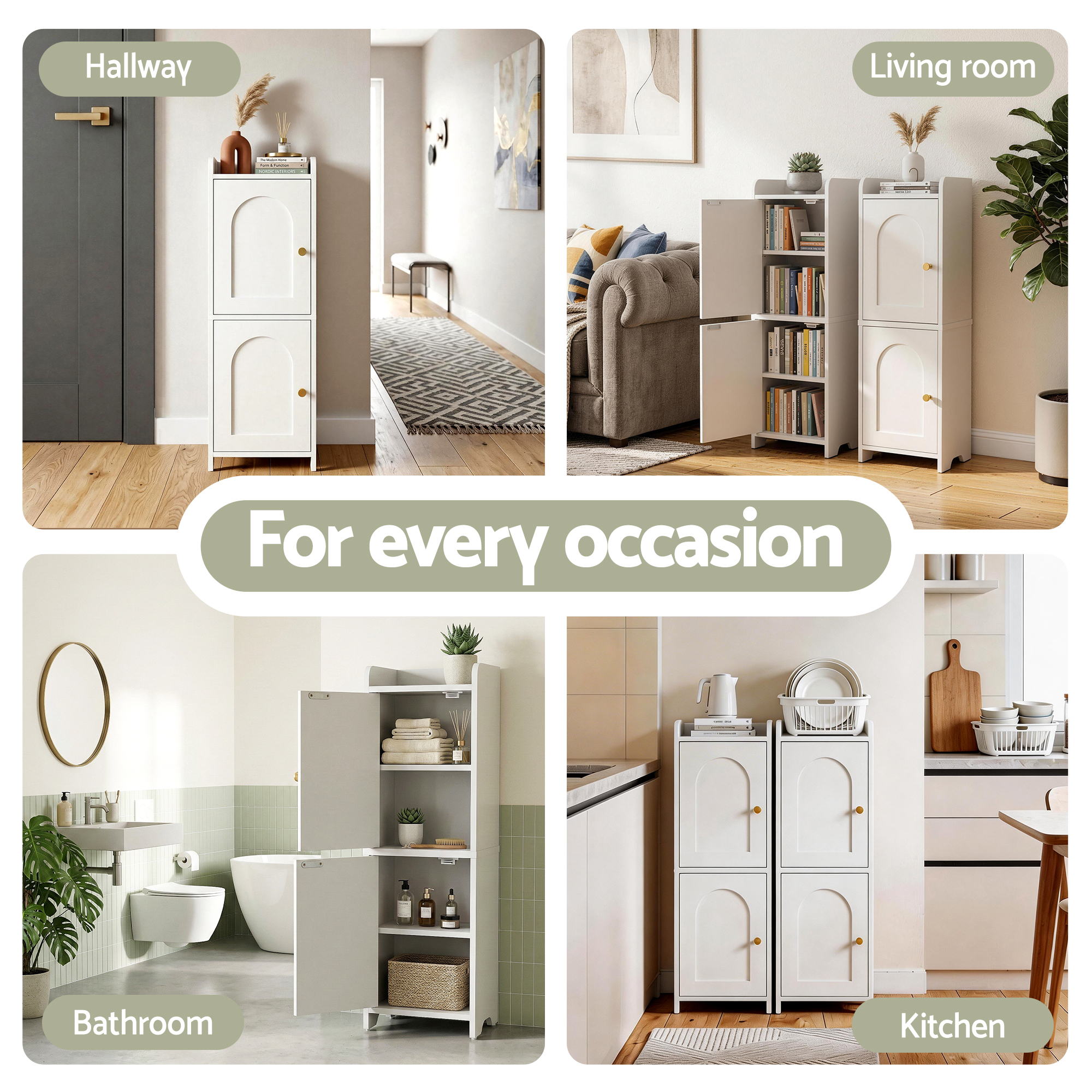 Bathroom Storage Cabinet 2-Tier Slim Toilet Organizer Adjustable White