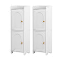 Set of 2 Bathroom Storage Cabinet 2-Tier Slim Toilet Organizer Adjustable White