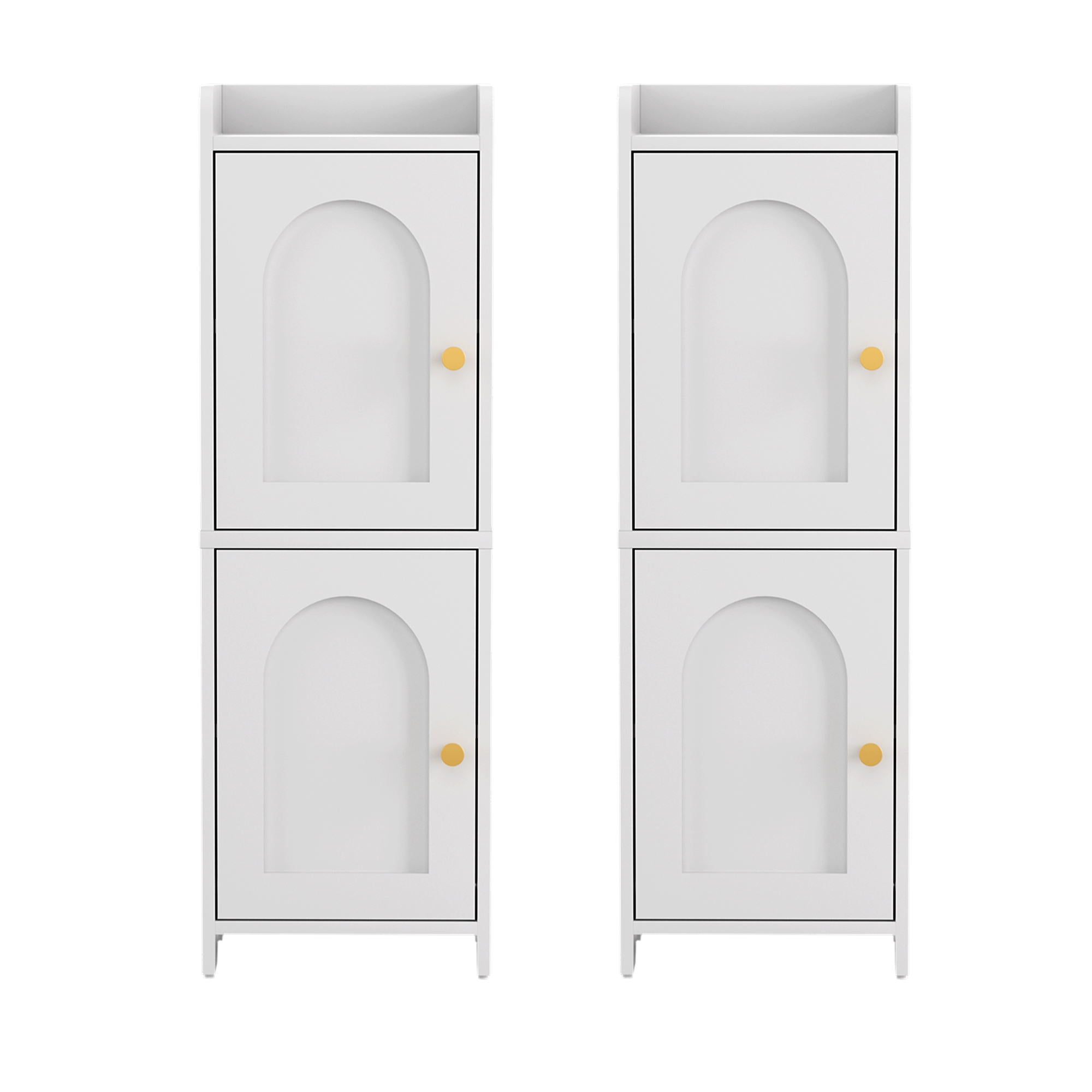 Set of 2 Bathroom Storage Cabinet 2-Tier Slim Toilet Organizer Adjustable White