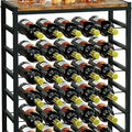 6-Tier Freestanding Wine Rack for 30 Bottles with Wood Countertop and Sturdy Metal Frame