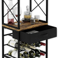 Freestanding Wine Rack for 20 Bottles with Wood Countertop and Sturdy Metal Frame