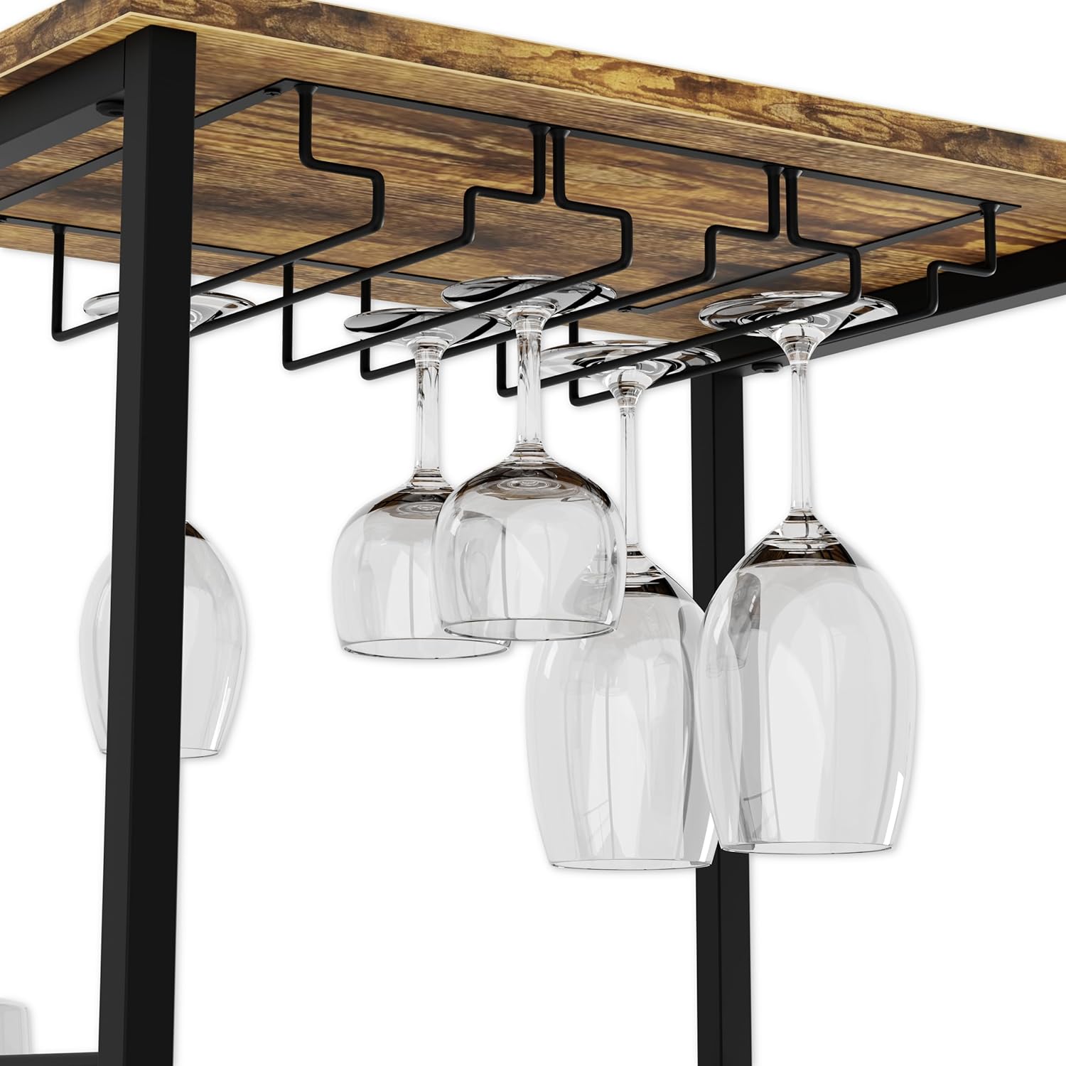 Freestanding Wine Rack for 20 Bottles with Wood Countertop and Sturdy Metal Frame