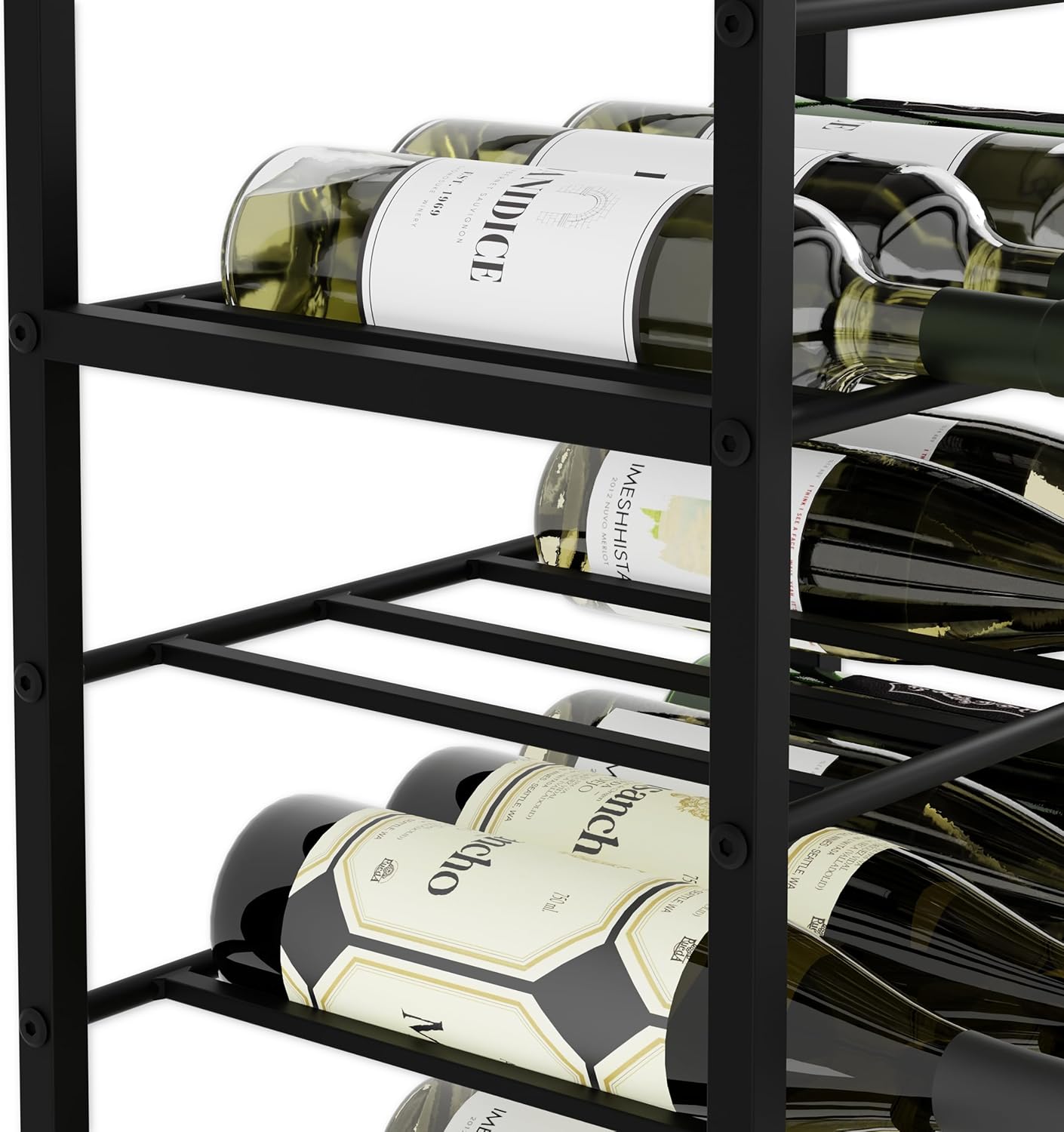 Freestanding Wine Rack for 20 Bottles with Wood Countertop and Sturdy Metal Frame