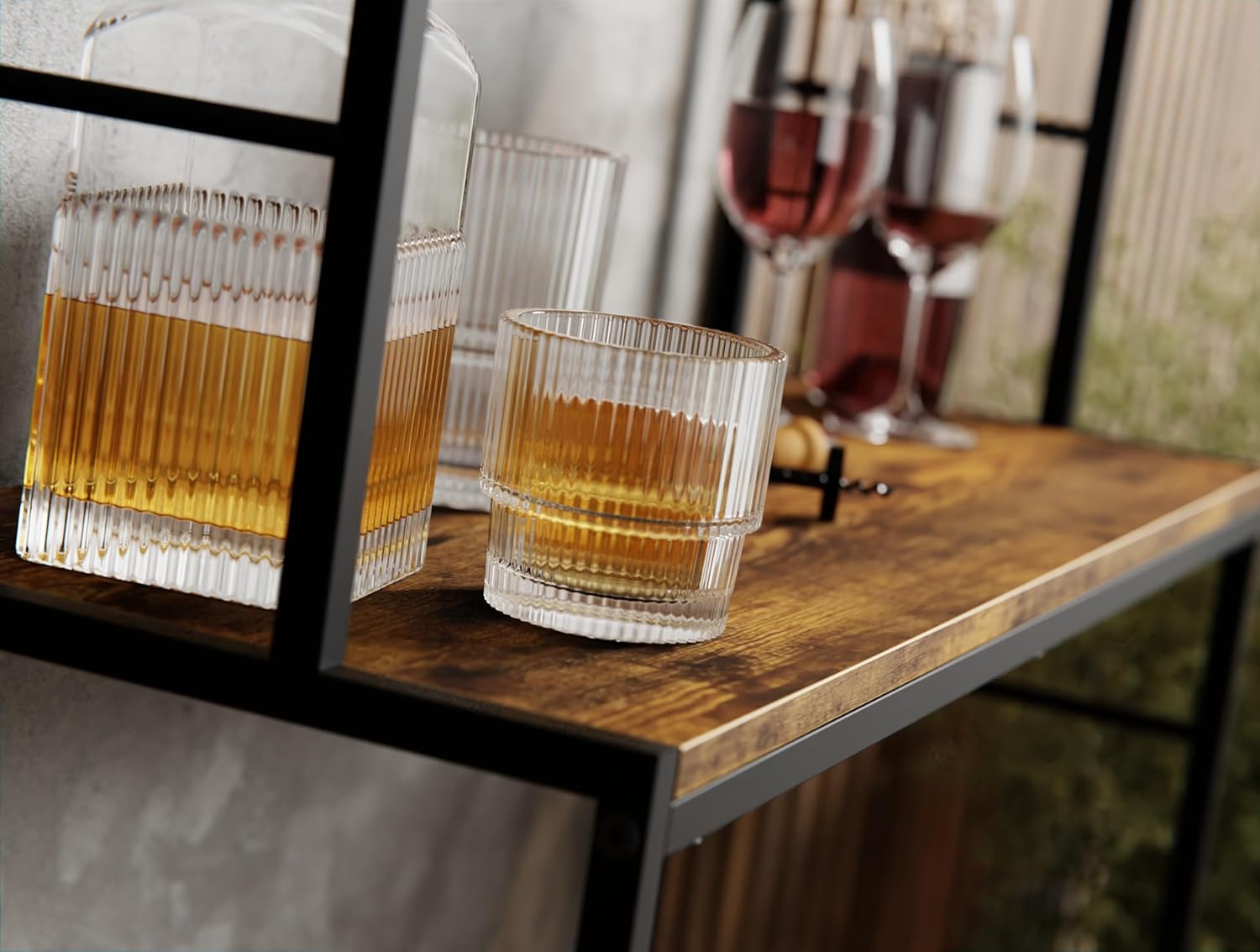 Large Wine Rack for 20 Bottles with Wood Countertop and Sturdy Metal Frame