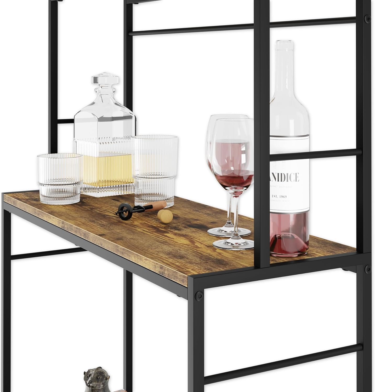 Large Wine Rack for 20 Bottles with Wood Countertop and Sturdy Metal Frame