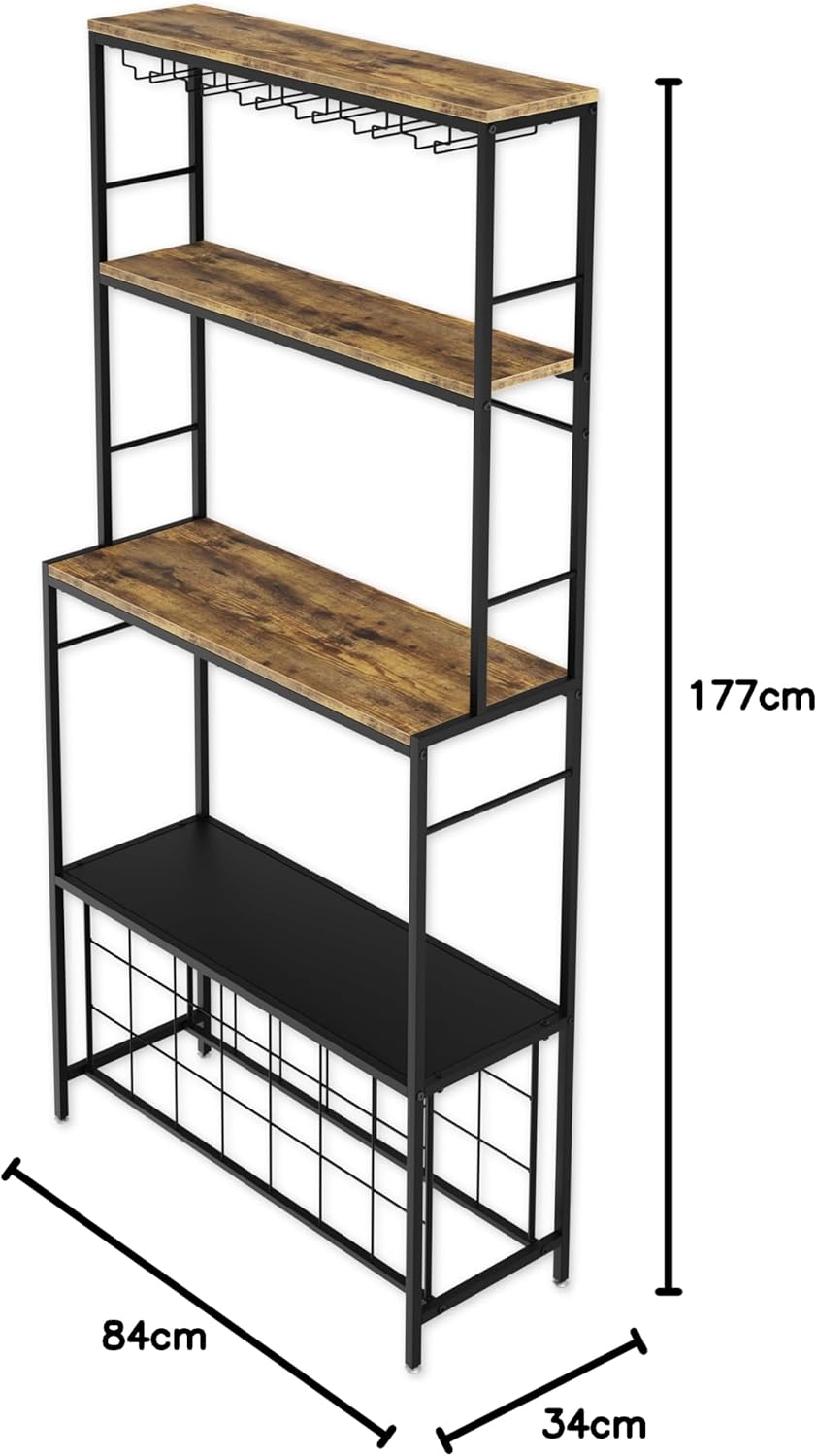 Large Wine Rack for 20 Bottles with Wood Countertop and Sturdy Metal Frame